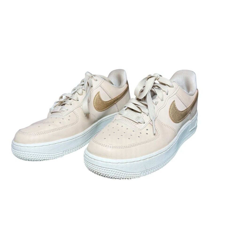 Nike Air Force 1 Low Gold Swoosh Cream Leather Sneakers Women's Size 7